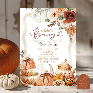 Invitación Fiesta de té de calabaza boho coquette de otoño pa