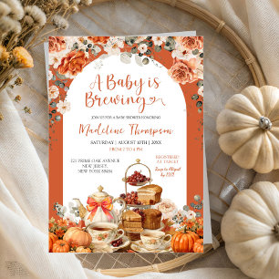 Invitación Fiesta de té de calabaza floral de otoño Baby Show