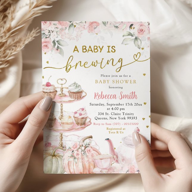 Invitación Fiesta de té de calabaza otoñal El bebé se está pr (Subido por el creador)