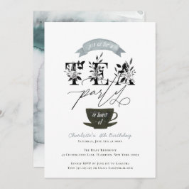 Invitación Fiesta de té de color blanco y negro moderno