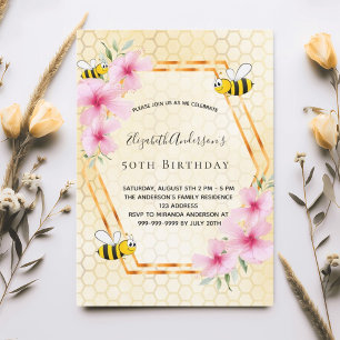 Invitación Fiesta de té de cumpleaños abejorros