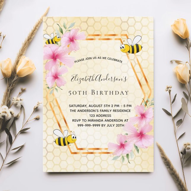 Invitación Fiesta de té de cumpleaños abejorros (Subido por el creador)