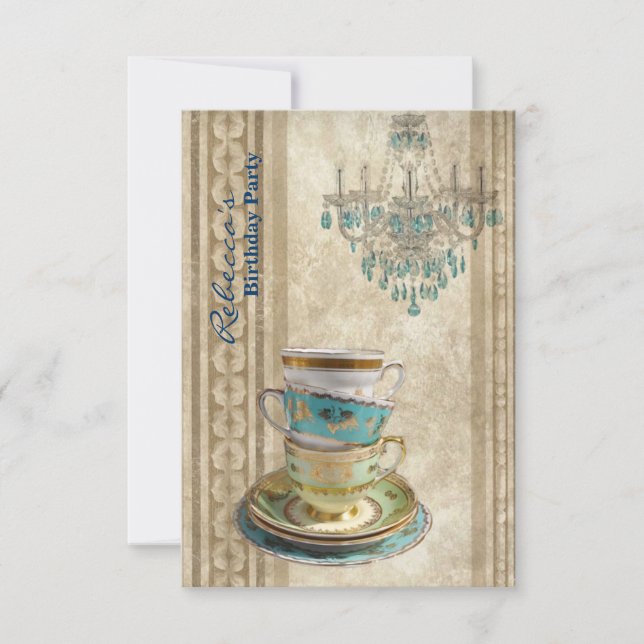 Invitación fiesta de té de cumpleaños de la huerta francesa (Anverso)