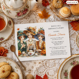 Invitación Fiesta de Té de Cumpleaños de Otoño