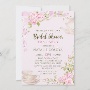 Invitación Fiesta de Té de Despedida de Soltera con Toques Fl
