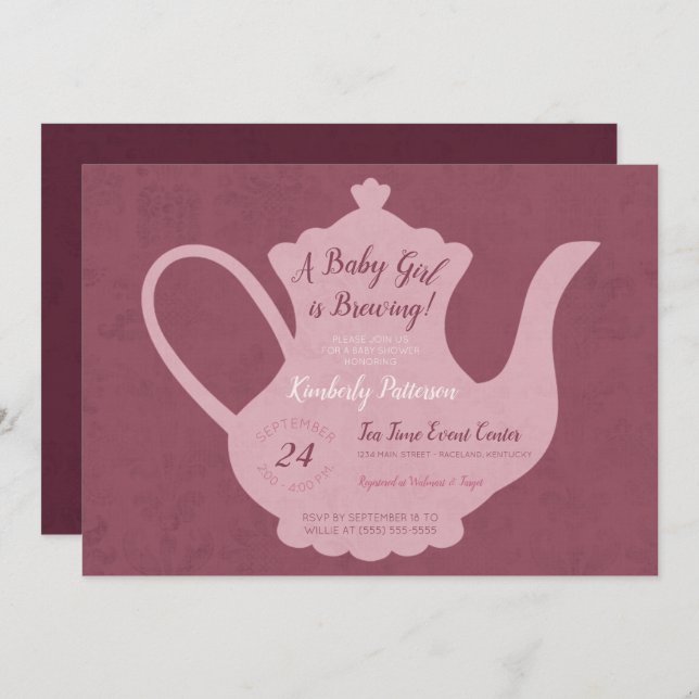 Invitación Fiesta de té de época Baby Shower (Anverso / Reverso)