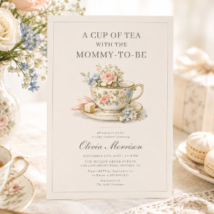 Invitación Fiesta de té de estilo vintage para baby shower