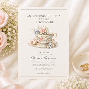 Invitación Fiesta de té de estilo vintage para despedida de s