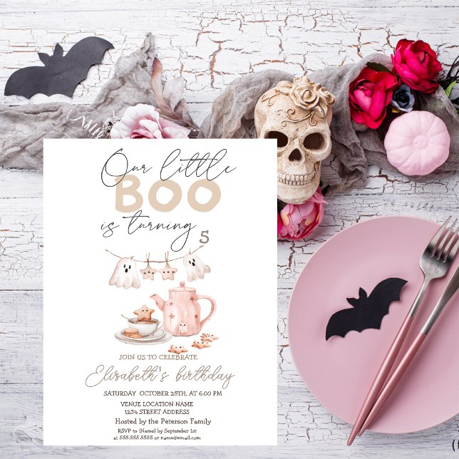Invitación Fiesta de té de fantasmas con acuarela Halloween (Subido por el creador)