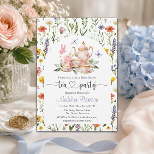 Invitación Fiesta de té de flores silvestres en acuarela para