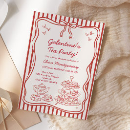 Invitación Fiesta de té de Galentines por la tarde dibujada a