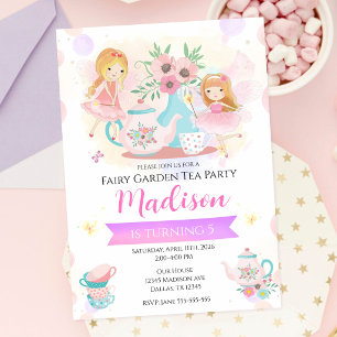 Invitación Fiesta de Té de Hadas Jardín Encantado Cumpleaños