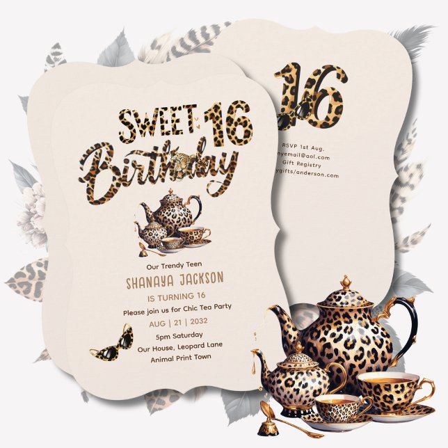 Invitación Fiesta de té de impresión de leopardo de moda Swee (Subido por el creador)