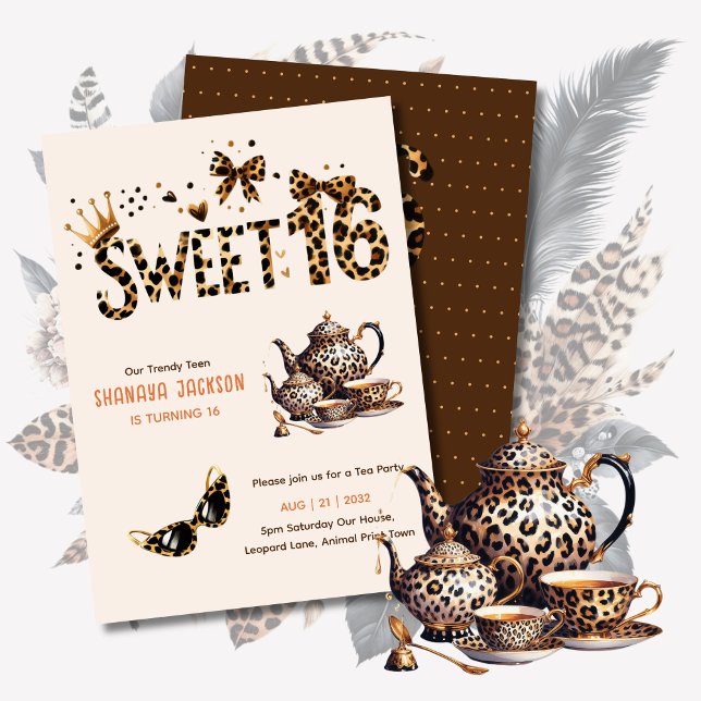 Invitación Fiesta de té de impresión de leopardo de moda Swee (Subido por el creador)