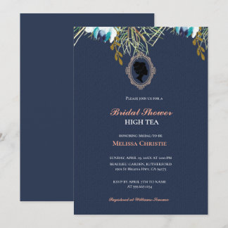 Invitación fiesta de té de jardín alto, hermoso pastel suave