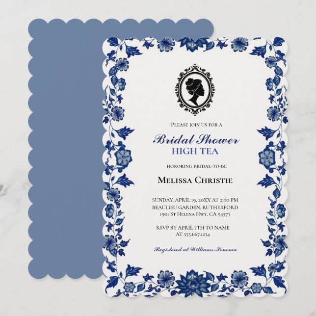 Invitación fiesta de té de jardín alto,pastel suave hermoso (Anverso / Reverso)