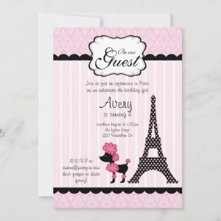 Invitación Fiesta de té de la Torre Eiffle Rosa de París