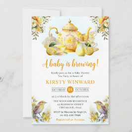 Invitación Fiesta de té de limón con acuarela para baby showe