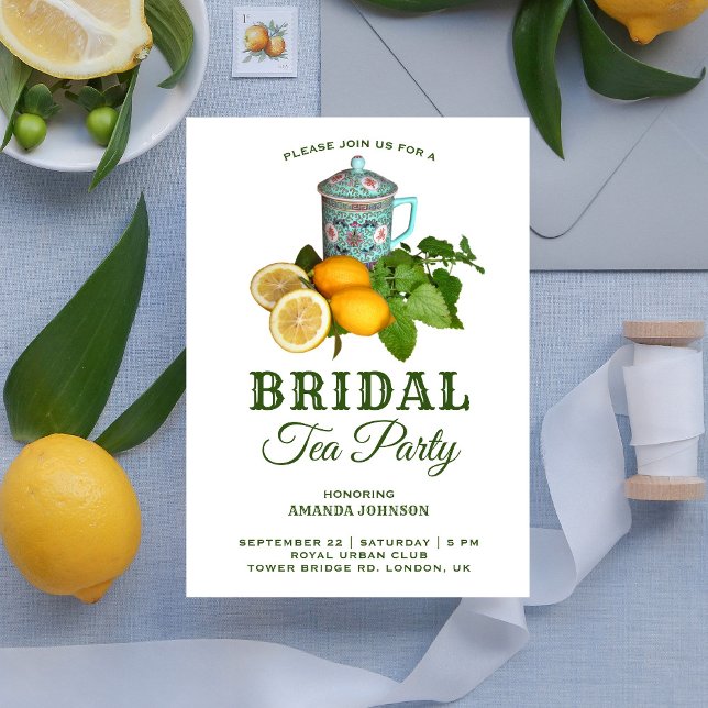 Invitación Fiesta de té de limón mediterráneo para despedida  (Subido por el creador)