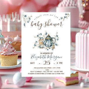 Invitación Fiesta de té de lunares para baby shower 