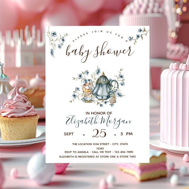 Invitación Fiesta de té de lunares para baby shower  (Subido por el creador)