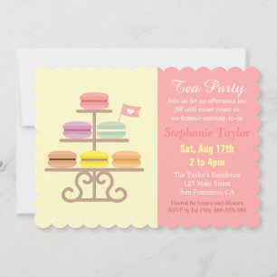Invitación Fiesta de té de Macarons Franceses para Baby Showe