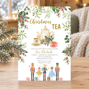 Invitación Fiesta de Té de Navidad Cascanueces Despedida de S