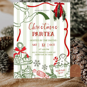 Invitación Fiesta de té de Navidad garabateado a mano