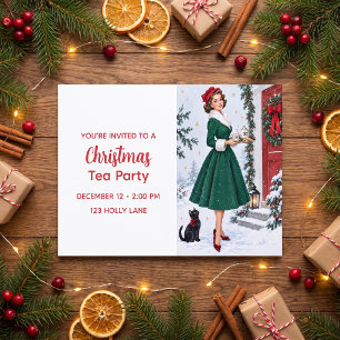 Invitación Fiesta de té de Navidad para anfitriona de vacacio