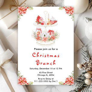 Invitación Fiesta de Té de Navidad Roja