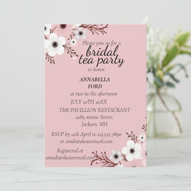 Invitación fiesta de té de novia (Anverso de pie)
