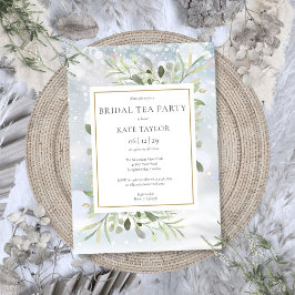 Invitación Fiesta de té de novia en invierno con copos de nie