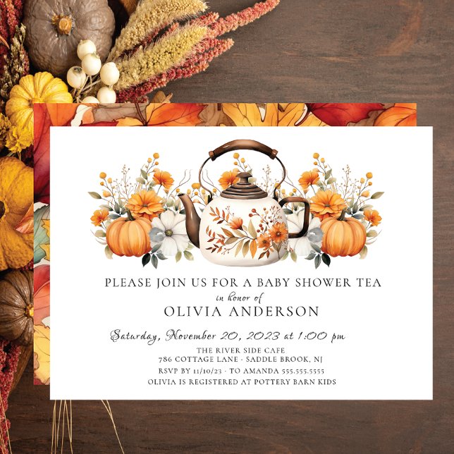 Invitación Fiesta de té de novia floral de otoño (Subido por el creador)