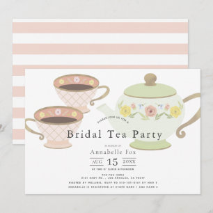 Invitación Fiesta de té de novia Tea Pot & Cups Ducha de novi