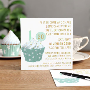 Invitación Fiesta de té de pasteles 30 Fiesta de cumpleaños