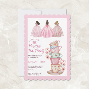 Invitación Fiesta de té de princesa caprichosa acuarela rosa