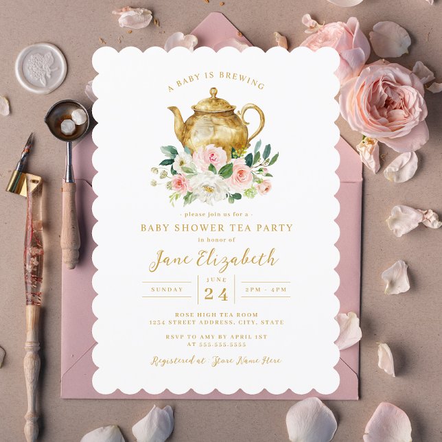 Invitación Fiesta de té de Rubor: Un bebé está preparando Bab (Subido por el creador)