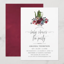 Fiesta de té de shower de bebé Boho Chic burgundy 