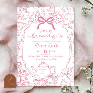 Invitación fiesta de té de toile rosa polvoriento vintage par