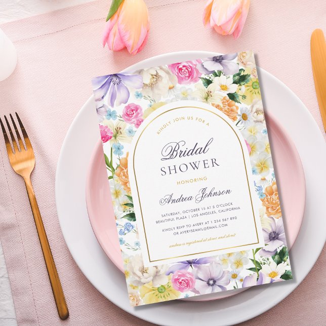 Invitación Fiesta de té de verano Moda ducha de novia floral (Subido por el creador)