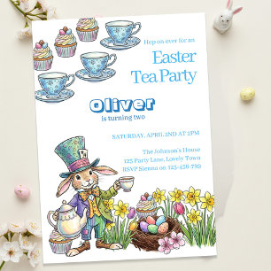 Invitación Fiesta de té del conejo de Pascua Cumpleaños infan