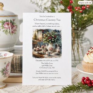 Invitación Fiesta de té del país de Navidad