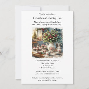 Invitación Fiesta de té del país de Navidad 
