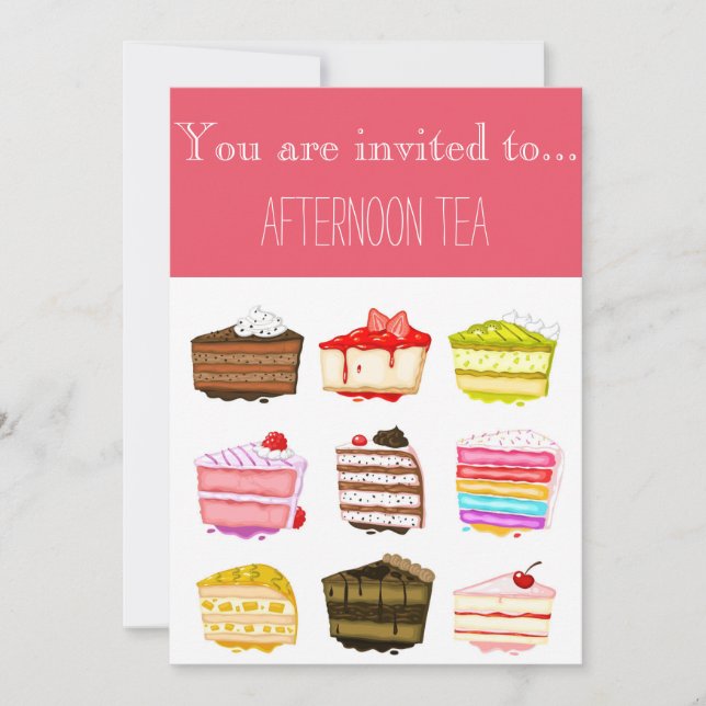 Invitación fiesta de té delicioso y colorido (Anverso)