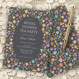 Invitación Fiesta de té ducha de novia PERSONALIZADO colorido