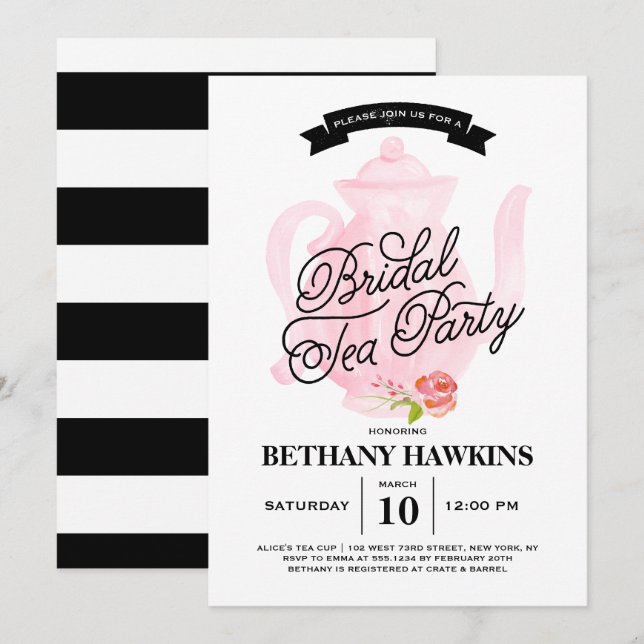 Invitación Fiesta de té| Ducha nupcial (Anverso / Reverso)
