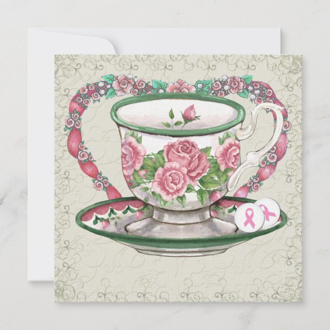 Invitación Fiesta de té dulce de cinta rosada - SRF (Anverso)