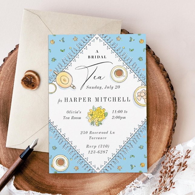 Invitación Fiesta de té dulce Sky Blue Bridal Shower (Subido por el creador)