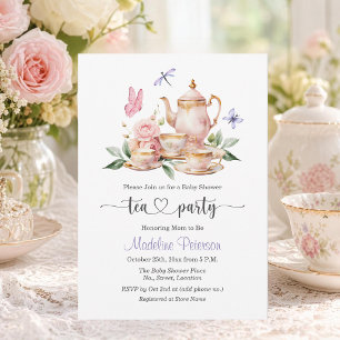 Invitación Fiesta de té elegante Mariposas Baby Shower