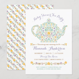 Invitación Fiesta de té elegante para baby shower - Tetera